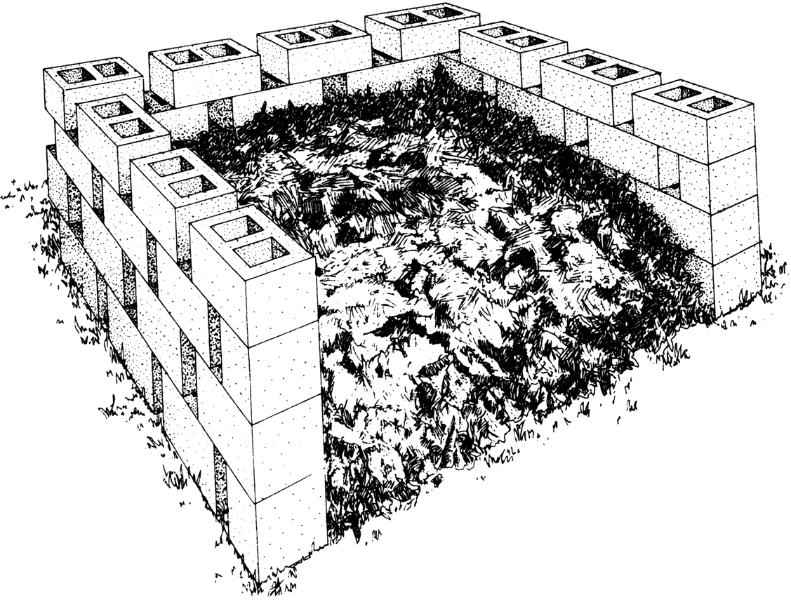 A simple block bin looks tidy and may be portable if blocks are not mortared together.