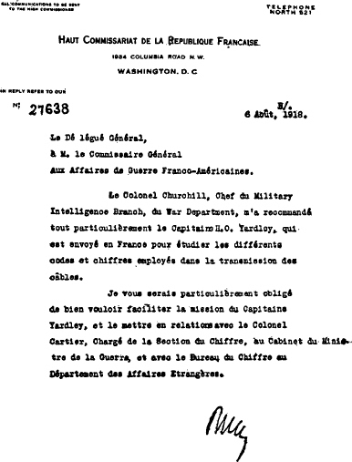 Author’s letter of credentials from French High Commission in Washington to French authorities in France.