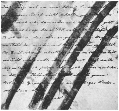 This shows how a letter looks after it has been treated for secret ink