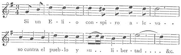 Music score for Si un Elio conspiro alevo. . .