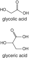 Structural formula of glycolic acid and glyceric acid.