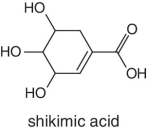 Skeletal formula of shikimic acid.