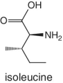 Skeletal formula of isoleucine.