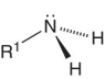 Skeletal structure of nitrogen compounds amines with approximate chemical shifts, ppm of 0—100.