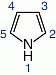 Skeletal structure of nitrogen compound azide center, example with approximate chemical shifts, ppm of 220—250.