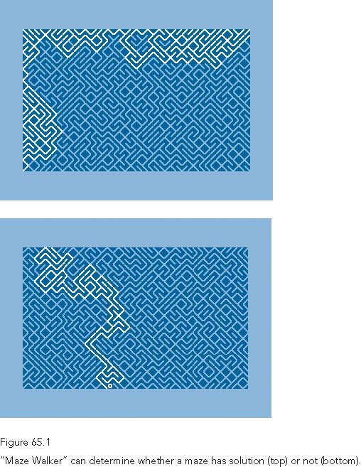 “Maze Walker” can determine whether a maze has solution (top) or not (bottom).