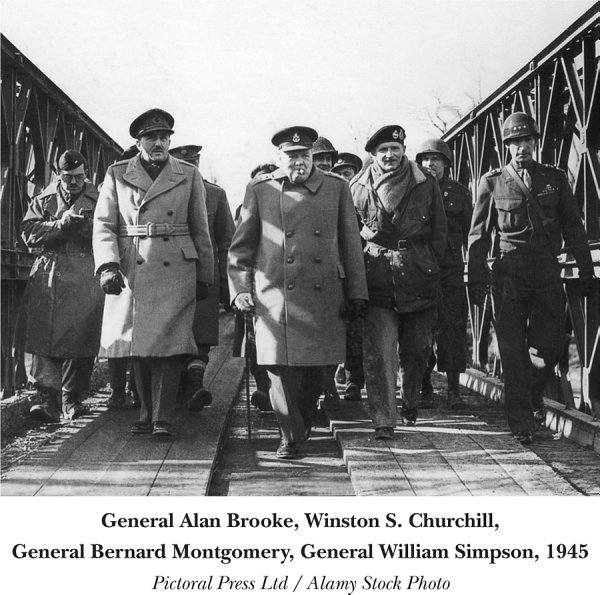 General Alan Brooke, Winston S. Churchill, General Bernard Montgomery, General William Simpson, 1945 Pictoral Press Ltd / Alamy Stock Photo