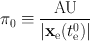 
$${\pi }_{0} \equiv \frac{\mathrm{AU}} {\vert {\mathbf{x}}_{\mathrm{e}}({t}_{\mathrm{e}}^{0})\vert }$$
