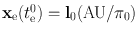 
$${\mathbf{x}}_{\mathrm{e}}({t}_{\mathrm{e}}^{0}) ={ \mathbf{l}}_{0}(\mathrm{AU}/{\pi }_{0})$$
