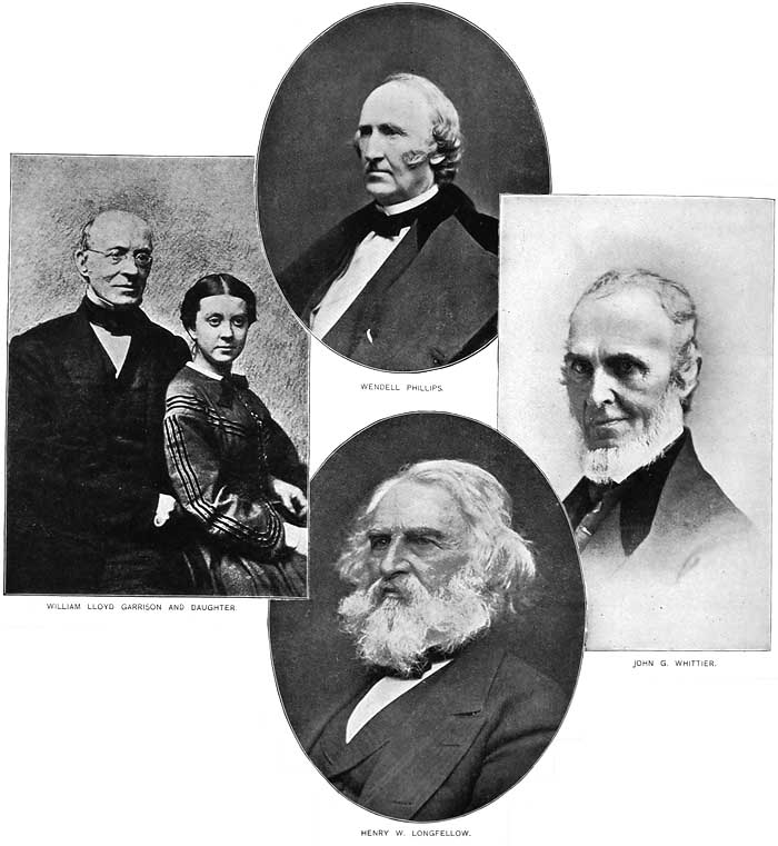 WILLIAM LLOYD GARRISON AND DAUGHTER, WENDELL PHILLIPS, HENRY W. LONGFELLOW, AND JOHN G. WHITTIER