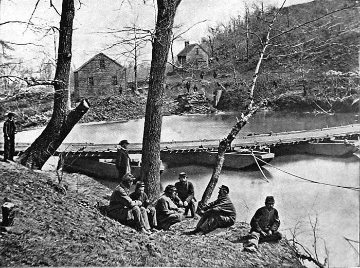 A MILITARY PONTOON BRIDGE