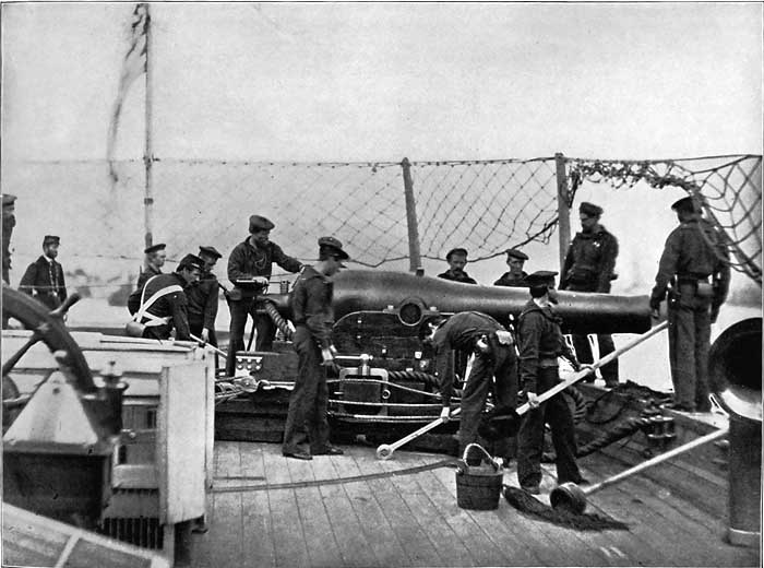 GUN PRACTICE ON A NATIONAL WAR-SHIP