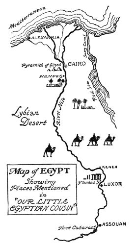 Map of Egypt showing places mentioned in Our Little Egyptian Cousin