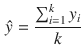 $$\begin{aligned} \hat{y} = \frac{\sum _{i=1}^{k} y_{i}}{k} \end{aligned}$$