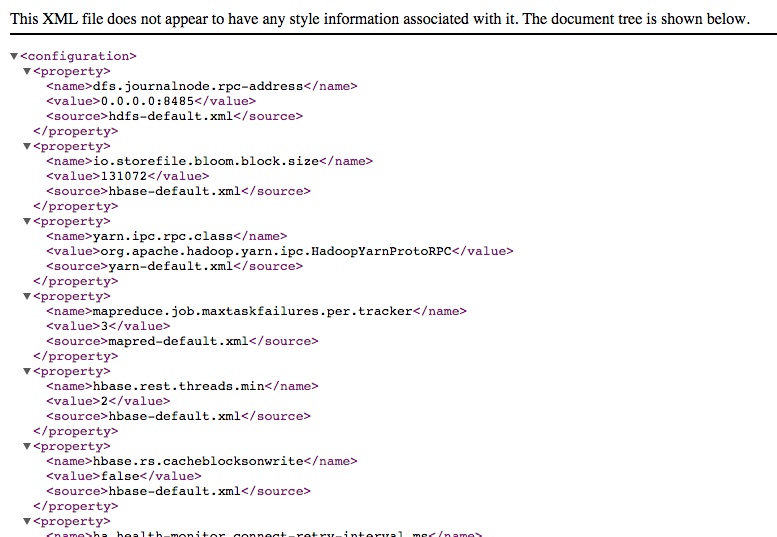 The HBase Configuration page