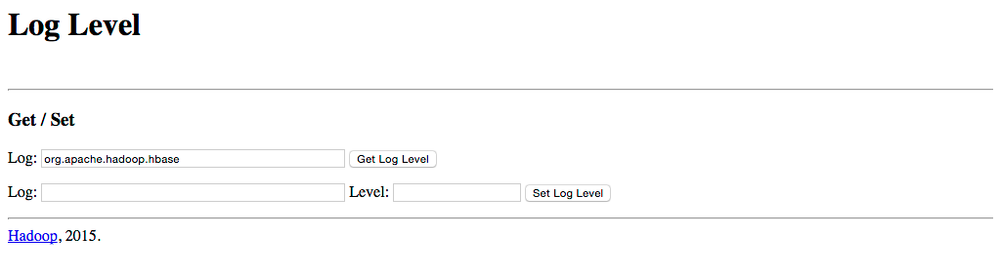 The Log Level page