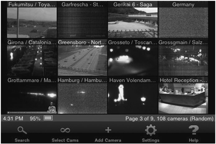 Figure 12.1 Screenshot of the app LiveCams.