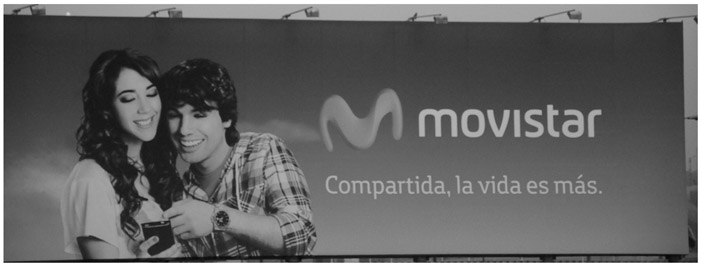 Figure 7.3 “Shared, Life is More” (Movistar advertising billboard, Lima, Peru, 2011).