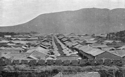 THE SUBURB BEYOND THE SOUTH GATE OF TENGYUEH. (Stalls under the Umbrellas.)