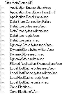 Example Citrix server KPIs for Citrix server farm