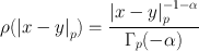 
$$\rho ({\left \vert x - y\right \vert }_{p}) = \frac{{\left \vert x - y\right \vert }_{p}^{-1-\alpha }} {{\Gamma }_{p}(-\alpha )}$$
