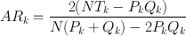 
$$A{R}_{k} = \frac{2(N{T}_{k} - {P}_{k}{Q}_{k})} {N({P}_{k} + {Q}_{k}) - 2{P}_{k}{Q}_{k}}$$
