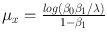 
$${\mu }_{x} = \frac{log({\beta }_{0}{\beta }_{1}/\lambda )} {1-{\beta }_{1}}$$
