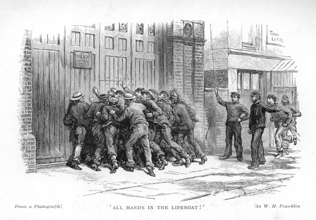 'All hands in the lifeboat!' From a photograph by W. H. Franklin.