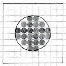 The small shaded circles inside the larger circle represent the tops of bricks that we’ll use to re-create the jumbo stud.