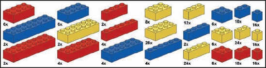 Bill of Materials for a basic sphere. This design uses common bricks and not even a whole lot of them!