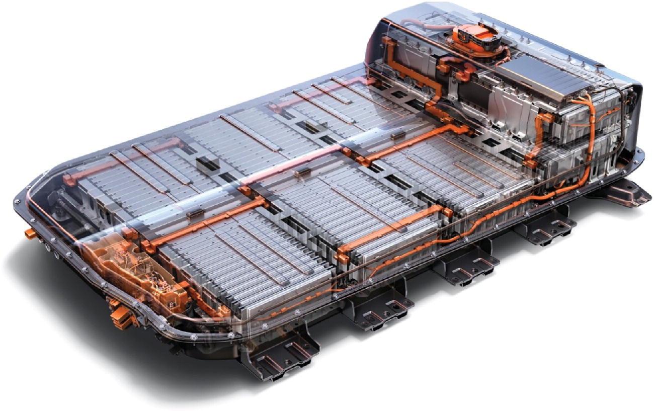 Computer-generated image of a battery pack of Chevy Bolt.