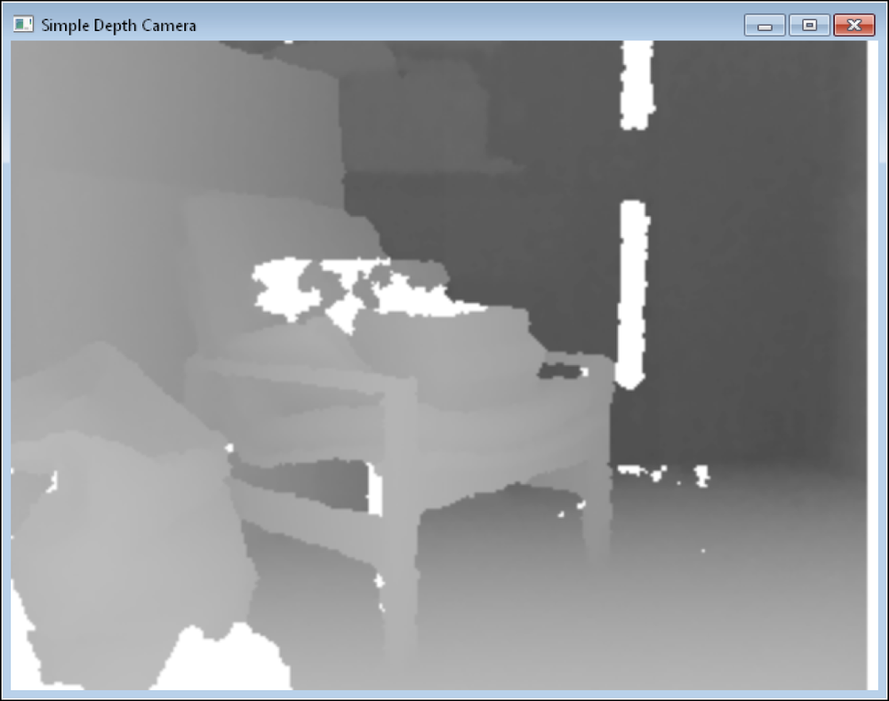 Depth sensor view showing a chair.