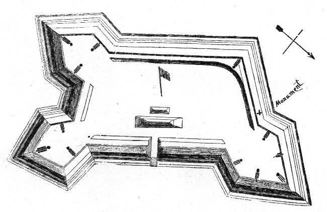 PLAN OF FORT NONSENSE. FROM PEN AND INK SKETCH BY MAJOR J. P. FARLEY, U. S. A.