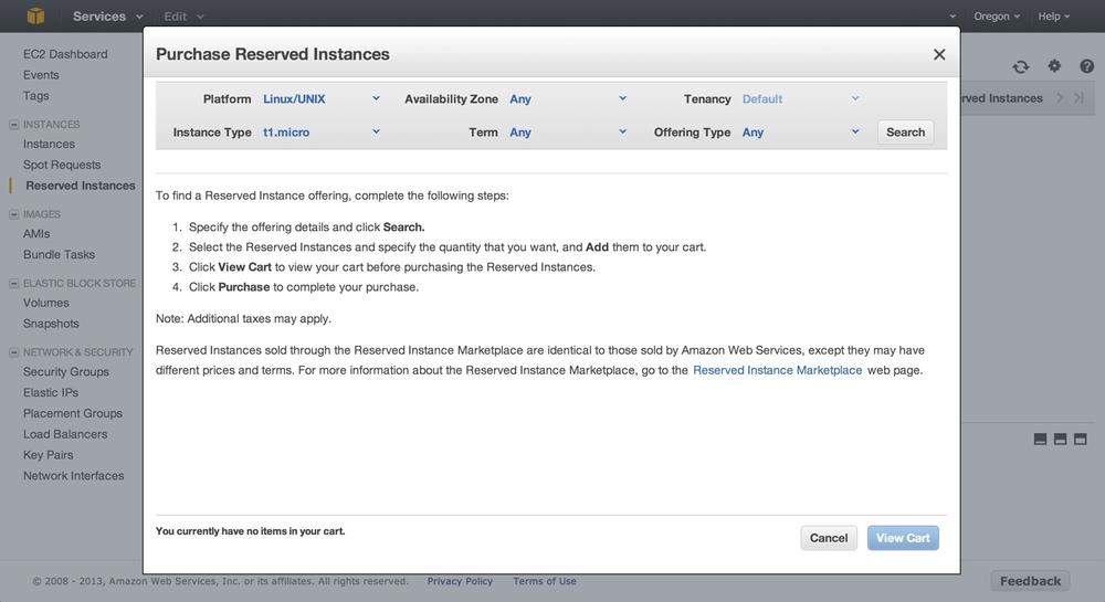 Purchasing AWS reserve instances