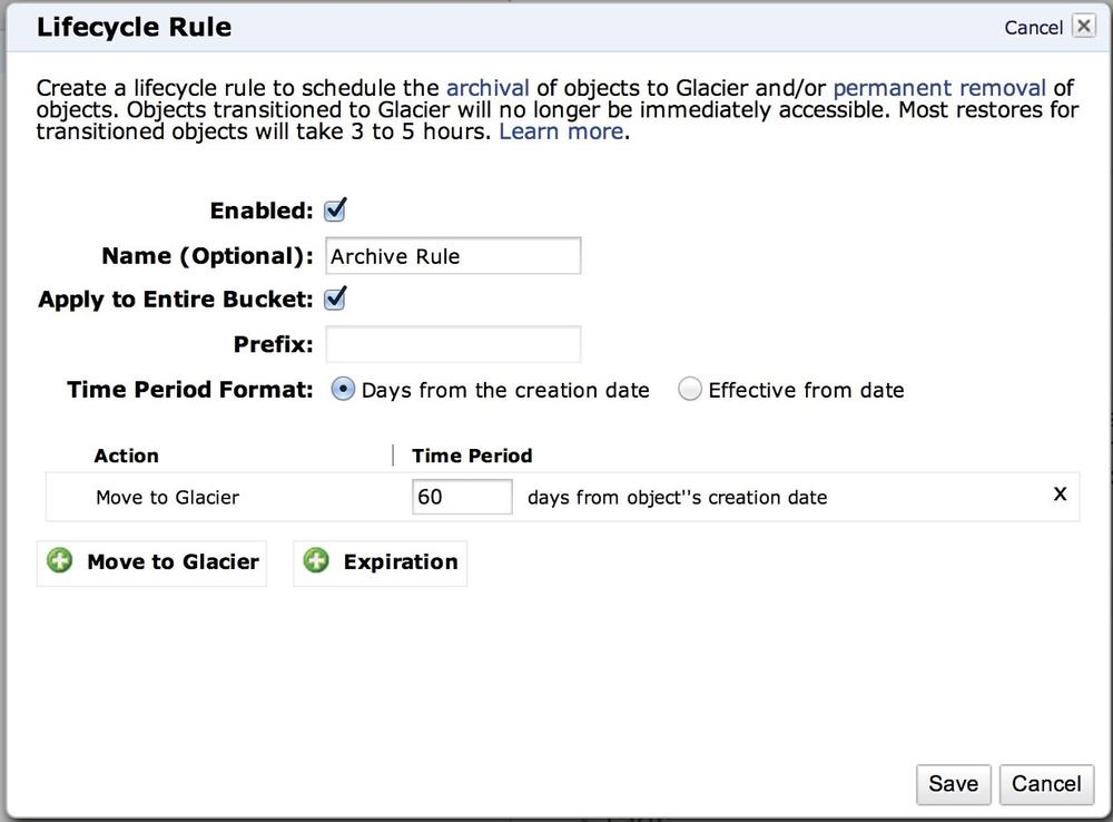 Defining an S3 life cycle rule