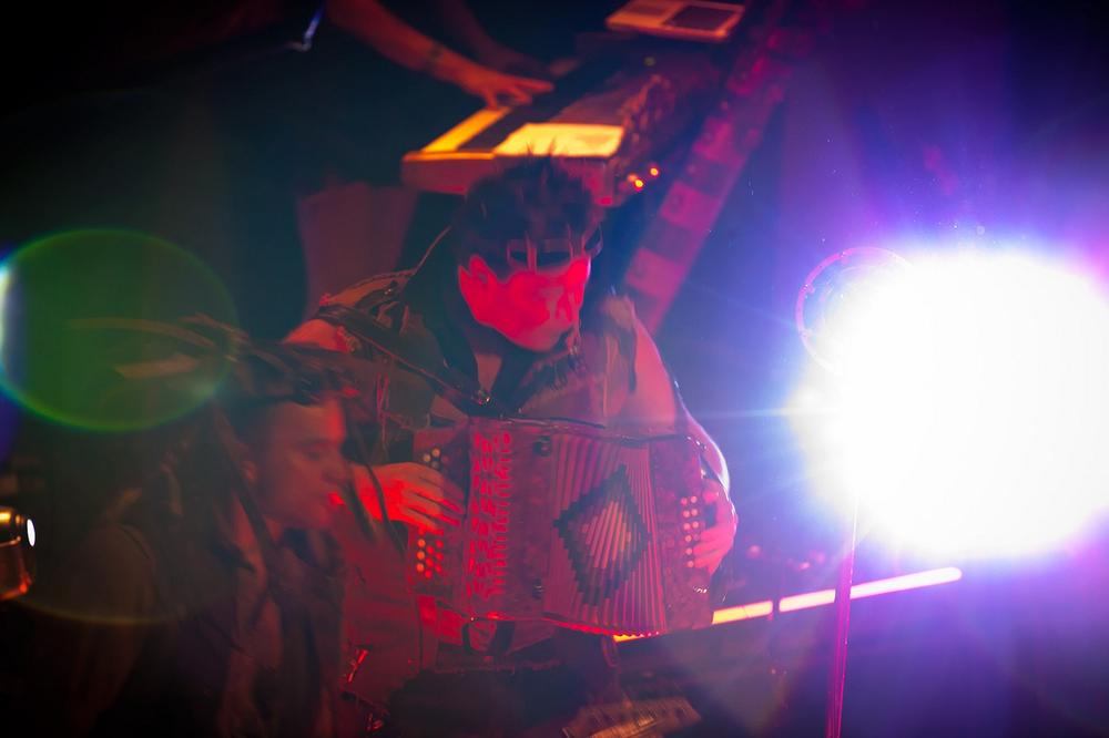 Nathaniel Johnstone and Captain Robert of Abney Park perform at the Seattle Steampunk Soiree, July 9, 2011. (photo courtesy of Byrd McDonald)