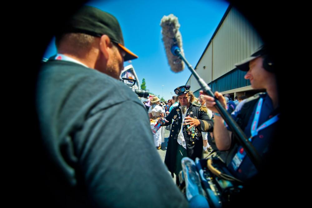 Byrd’s-eye view of the Vintage Tomorrows crew shooting an interview with Shannon O’Hare. (photo courtesy of Byrd McDonald)