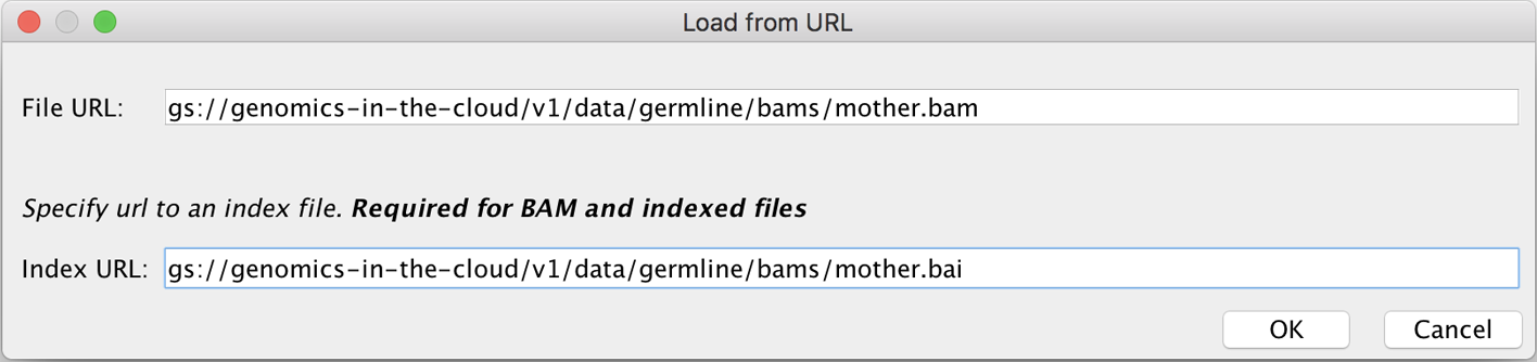 The "Load from URL" dialog box.