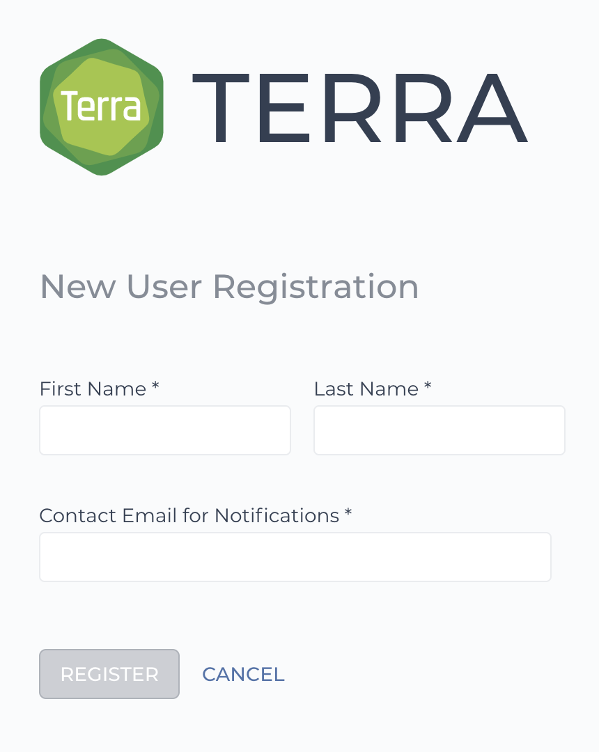 The New User Registration form.