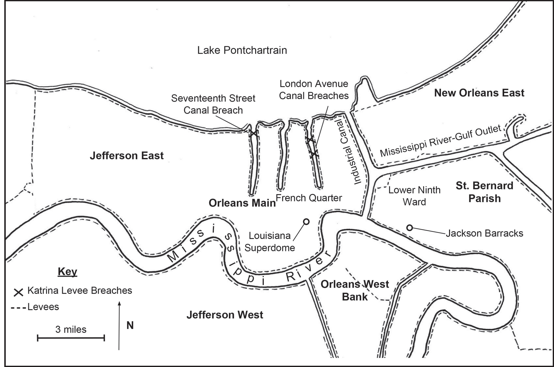 New Orleans canals and levees