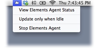 Once you’ve logged into your Revel account you see a special icon in the Notifications area at the bottom of your screen (in Windows) or in the menu bar at the top of your screen (on a Mac); the icon is a little cloud. Click it to display this menu, which lets you tell Revel to sync your photos only when your computer isn’t busy doing something else, which frees up your processor to concentrate on other things.