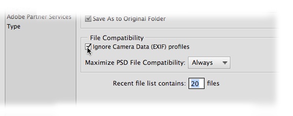 If all the images from your digital camera have a color cast (usually red or yellow), go to Edit→Preferences→Saving Files/Photoshop Elements Editor→Preferences→Saving Files, and turn on “Ignore Camera Data (EXIF) profiles.” Some cameras embed nonstandard color info in their files, so this setting tells Elements to ignore it, which should make your photos display and print properly.