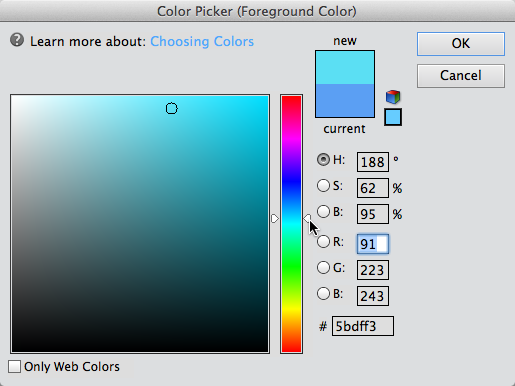 For many beginners, the most important parts of Elements’ Color Picker are the vertical, rainbow-colored slider in the middle (called, appropriately enough, the Color slider) and the big square box, called the Color field.Use the slider to get the general color you want, and then click within the field to pick the exact shade.