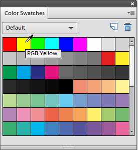 When you move your cursor over the Color Swatches panel, it changes to an eyedropper. Simply click to select a foreground color, or Ctrl-click/⌘-click to pick a background color.If you’re using a preloaded color library, you’ll see labels appear as you move your cursor over each square, as shown here.