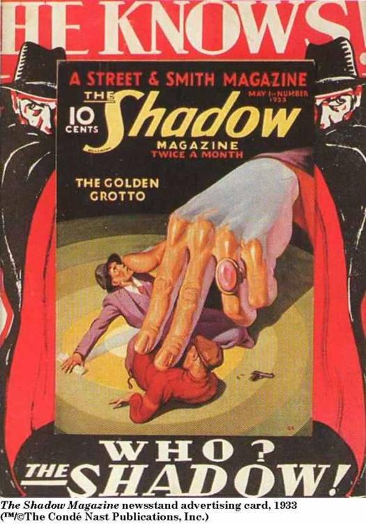 The Shadow Magazine newsstand advertising card