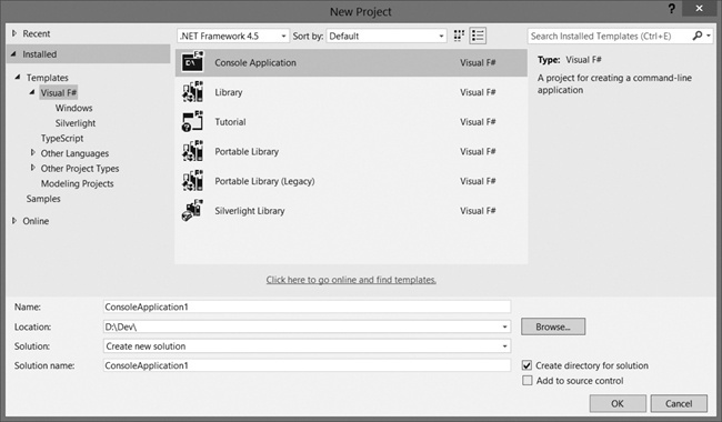 F# project templates in Visual Studio 2013