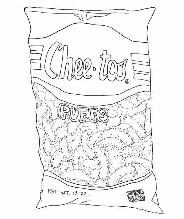 A sealed twelve-ounce bag of Cheetos Puffs.