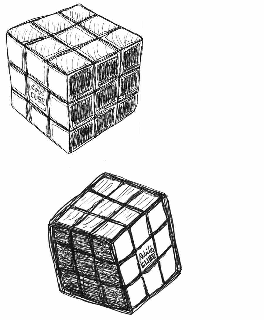 Two solved Rubik’s cubes.