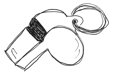 A whistle on a key ring.