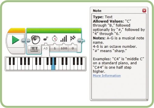 Context help for selecting a note